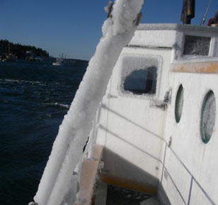 The Laura B covered in ice